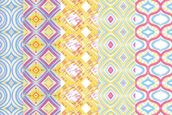 10 Hand Drawn Vibrant Seamless Patterns