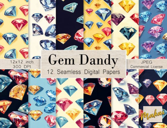 12 Seamless Patterns Illustrated Gems: A Dazzling Resource for Digital Creators