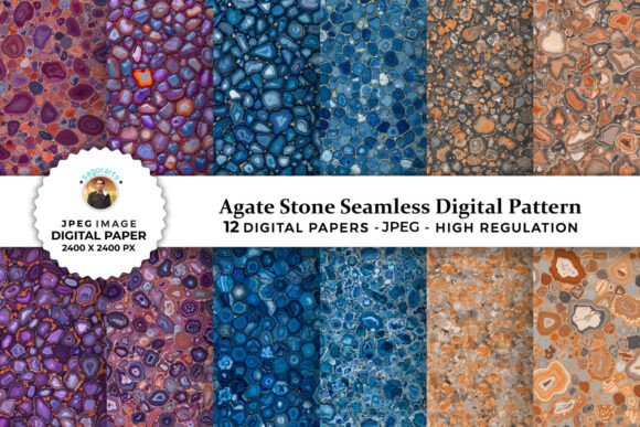 Agate Stone Seamless Digital Patterns: Versatile and Beautiful for Creative Projects