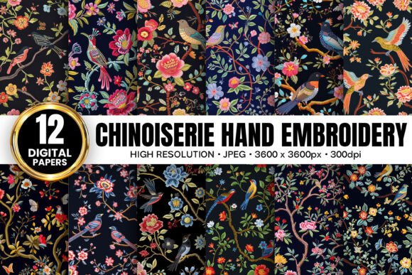 Black Chinoiserie Embroidery Patterns: Integrating High-Contrast Digital Assets into Creative Workflows