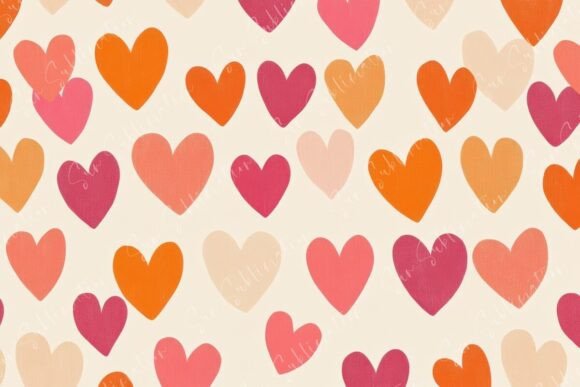 Colorful Heart Patterns on a Cream