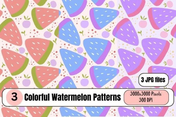 Colorful Watermelon Seamless Patterns