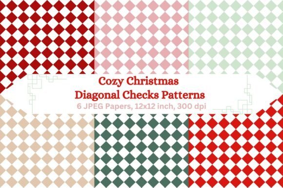 Cozy Christmas Diagonal Checks Patterns for Festive Design Projects