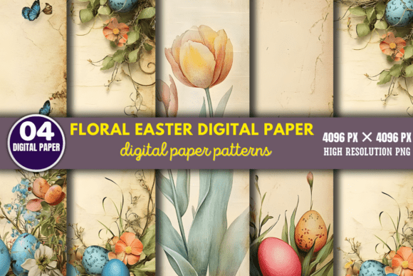 Floral Easter Digital Paper Patterns 15
