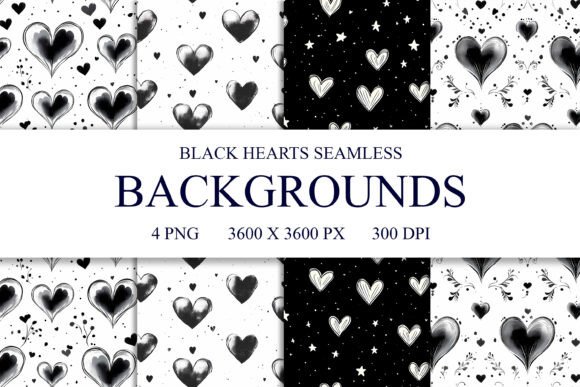 Integrating 4 Black Hearts Seamless Patterns into Your Digital Design Workflow