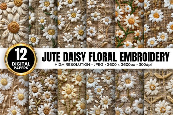 Jute Daisy Flowers Embroidery Patterns: Elevating Digital Craft with Seamless Design