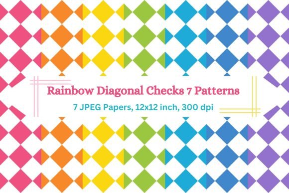 Rainbow Diagonal Checks 7 Patterns for Creative Projects
