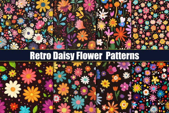 Retro Daisy Flower Patterns: A Digital Design Resource