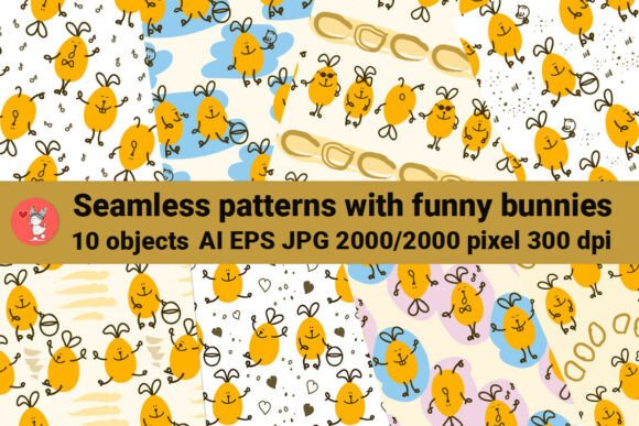Seamless Patterns with Funny Bunnies Bring Playful Elegance to Design