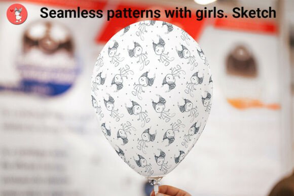 Seamless Patterns with Girls. Sketch for Modern Design Projects
