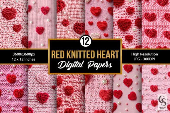 Transform Your Craft Projects with Red Knitted Hearts Seamless Patterns