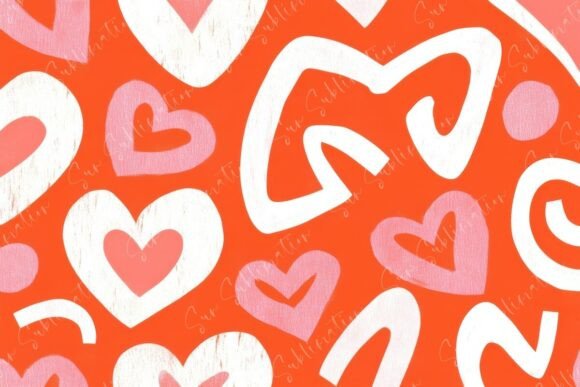 Vibrant Heart Patterns on a Bold Orange