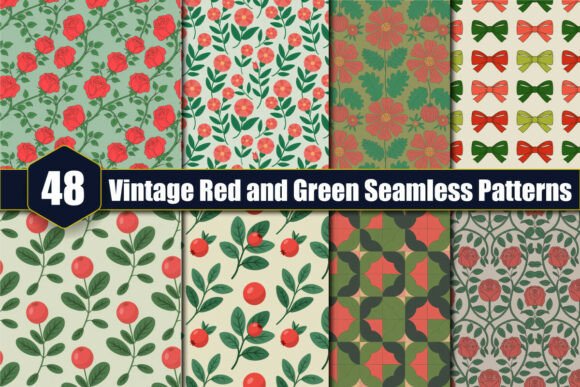 Vintage Red and Green Seamless Patterns: A Timeless Design Element for Modern Creatives