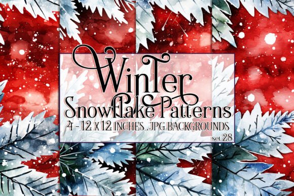 Watercolor Winter Snowflake Patterns 28